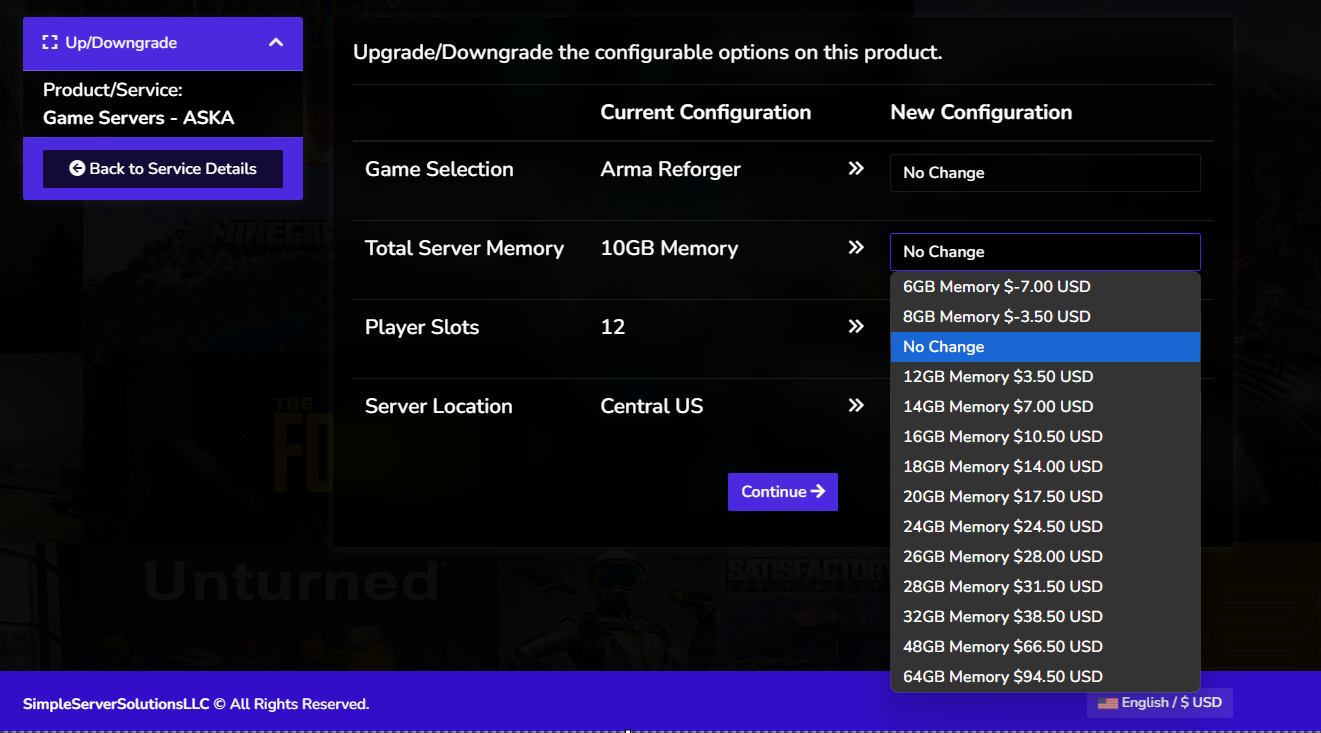 Upgrade/Downgrade Memory